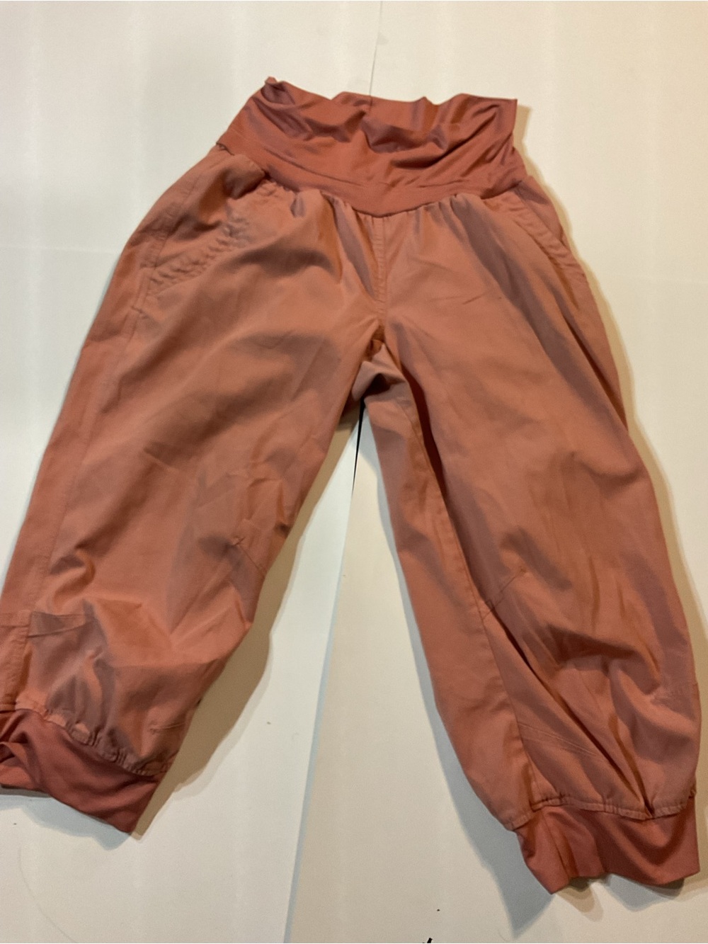 Adidas Dusty Rose Mauve Cropped Jogger Pants High Rise Cargo Harem Capri S